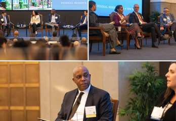 Web collage with Noelle speaking and more people